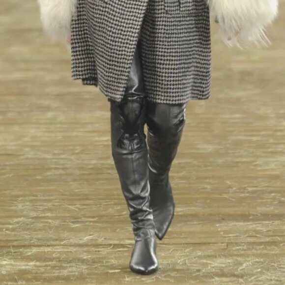 NWT🖤CHANEL🖤14A Metiers D'Art Dark Metallic Grey Thigh High Lambskin Boots - Picture 4 of 17